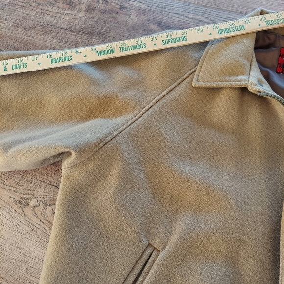 Vintage WOOLRICH Wool Coat Flight Jacket Tan Lined Large Made in USA Blouson EUC - Picture 10 of 16
